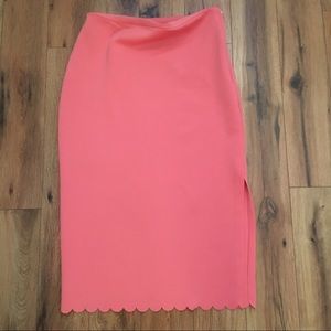 Coral midi skirt with side slit